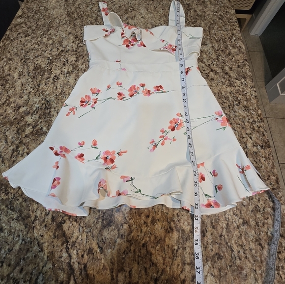 Black Halo Zalda Floral Flutter Ruffle Dress Romantic White Formal Cocktail 8 - Picture 7 of 12